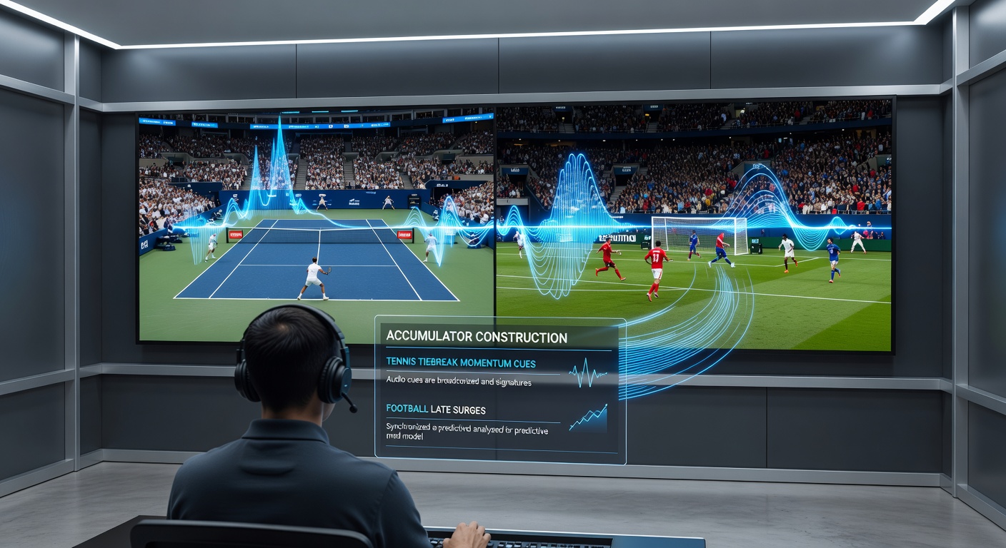 Stadium crowd audio visualization during a tennis tiebreak and football late surge