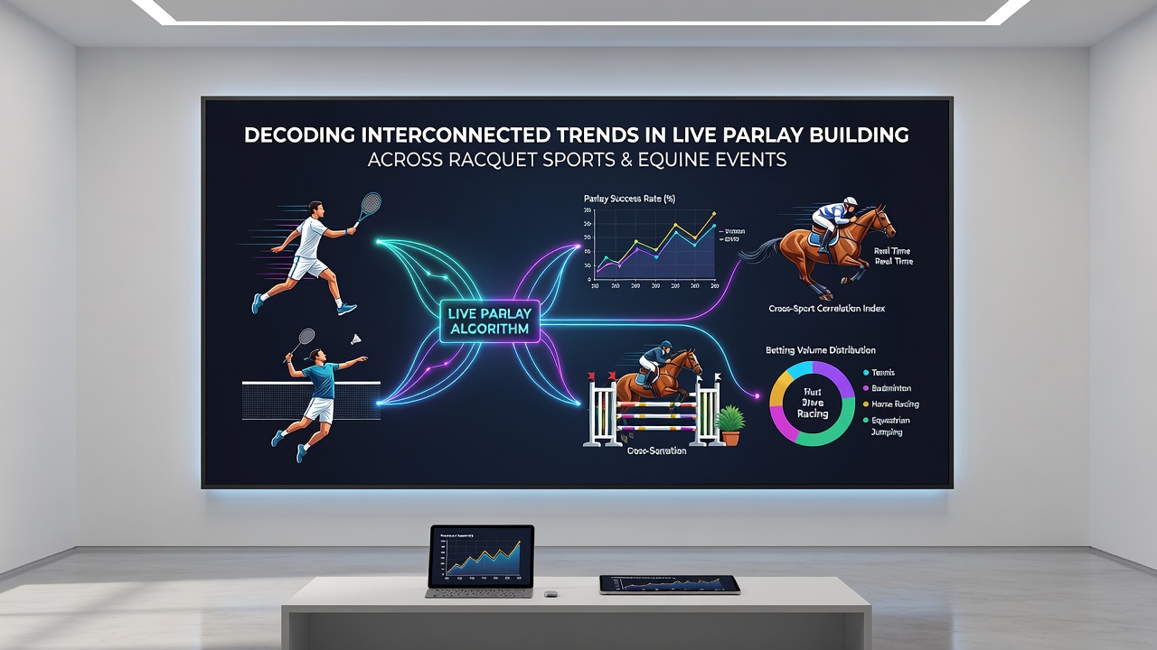 Data visualization of live accumulator trends connecting racquet sports and horse racing events