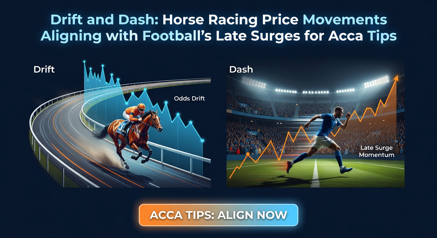 Split-screen graphic of a football player celebrating a late goal alongside a horse dashing ahead in a tight finish, with odds graphs converging