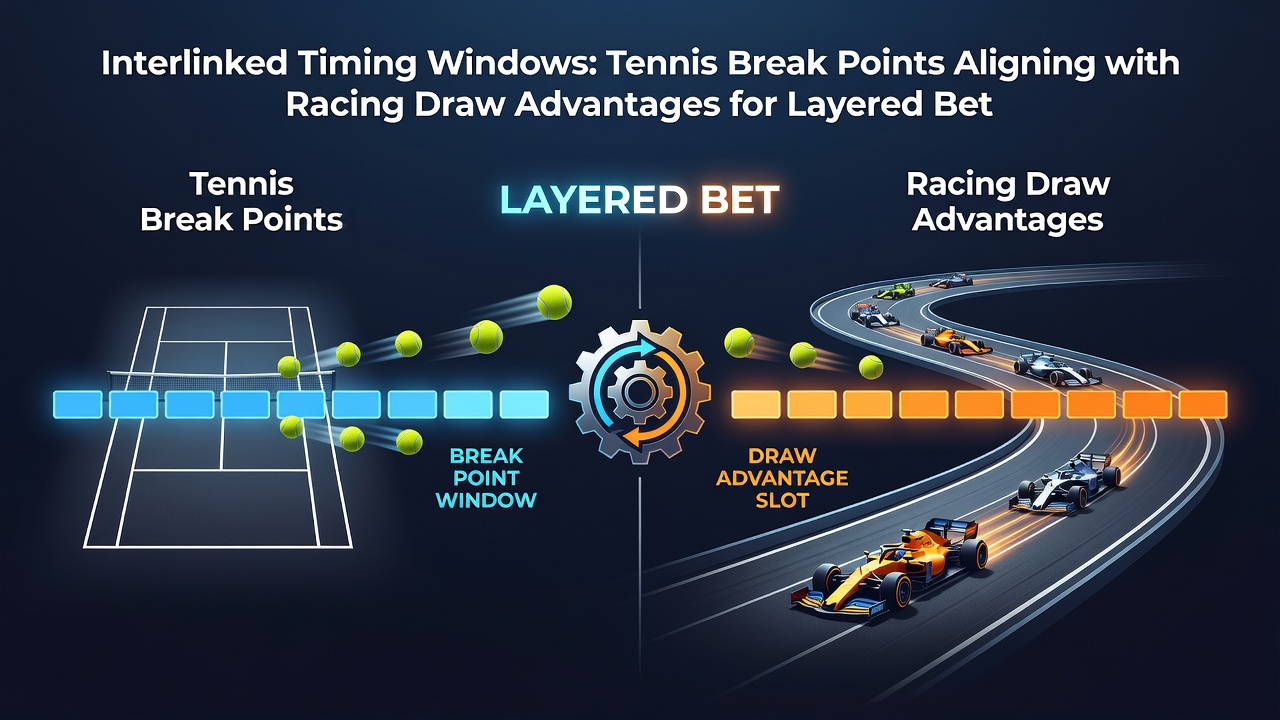 Chart illustrating synchronized timing between tennis break points and racing draw advantages