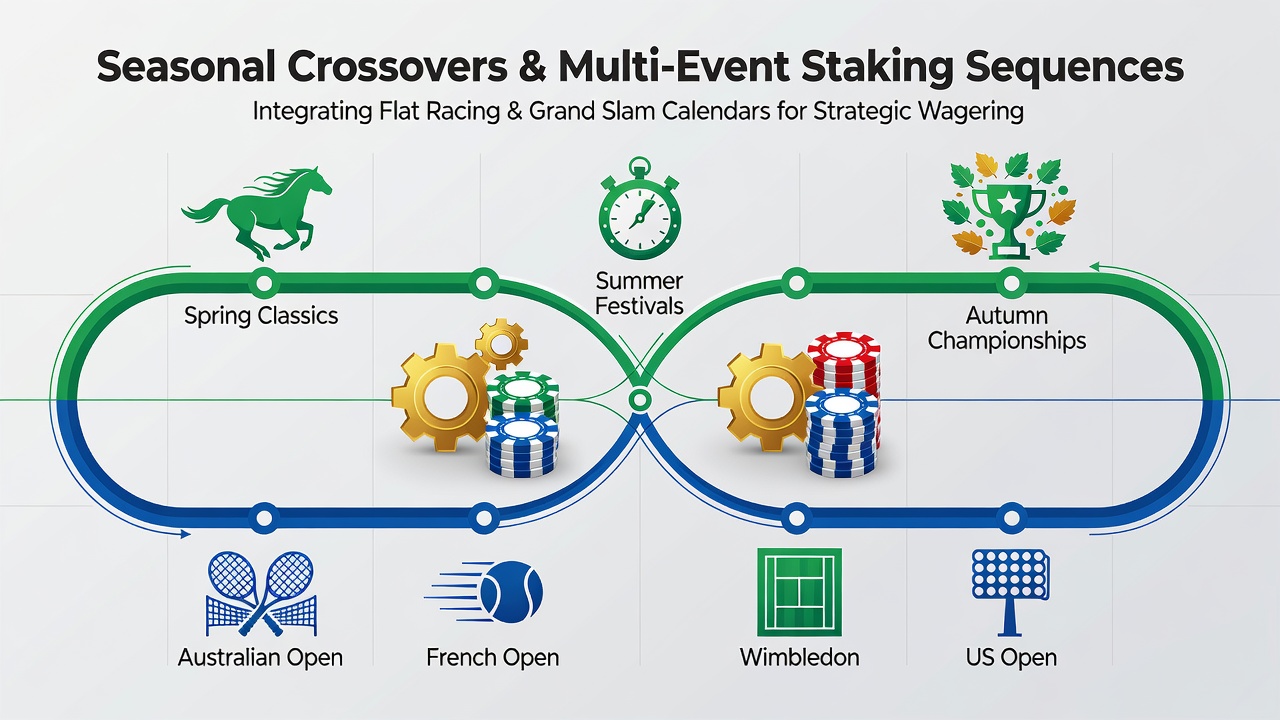 Flat racing tracks and tennis courts side by side showing seasonal schedule overlaps