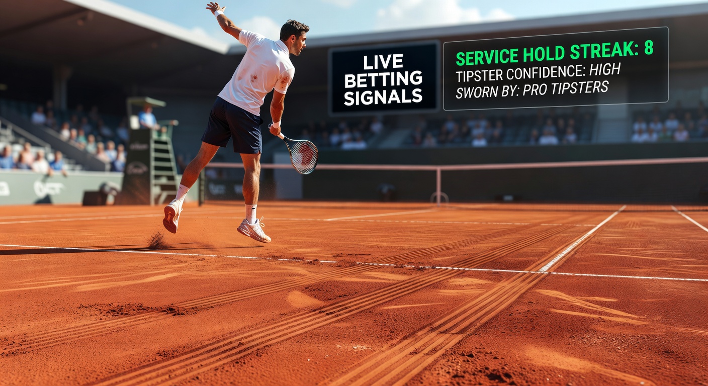 Data visualization chart showing service hold percentages across clay court tournaments, highlighting streaks in green bars