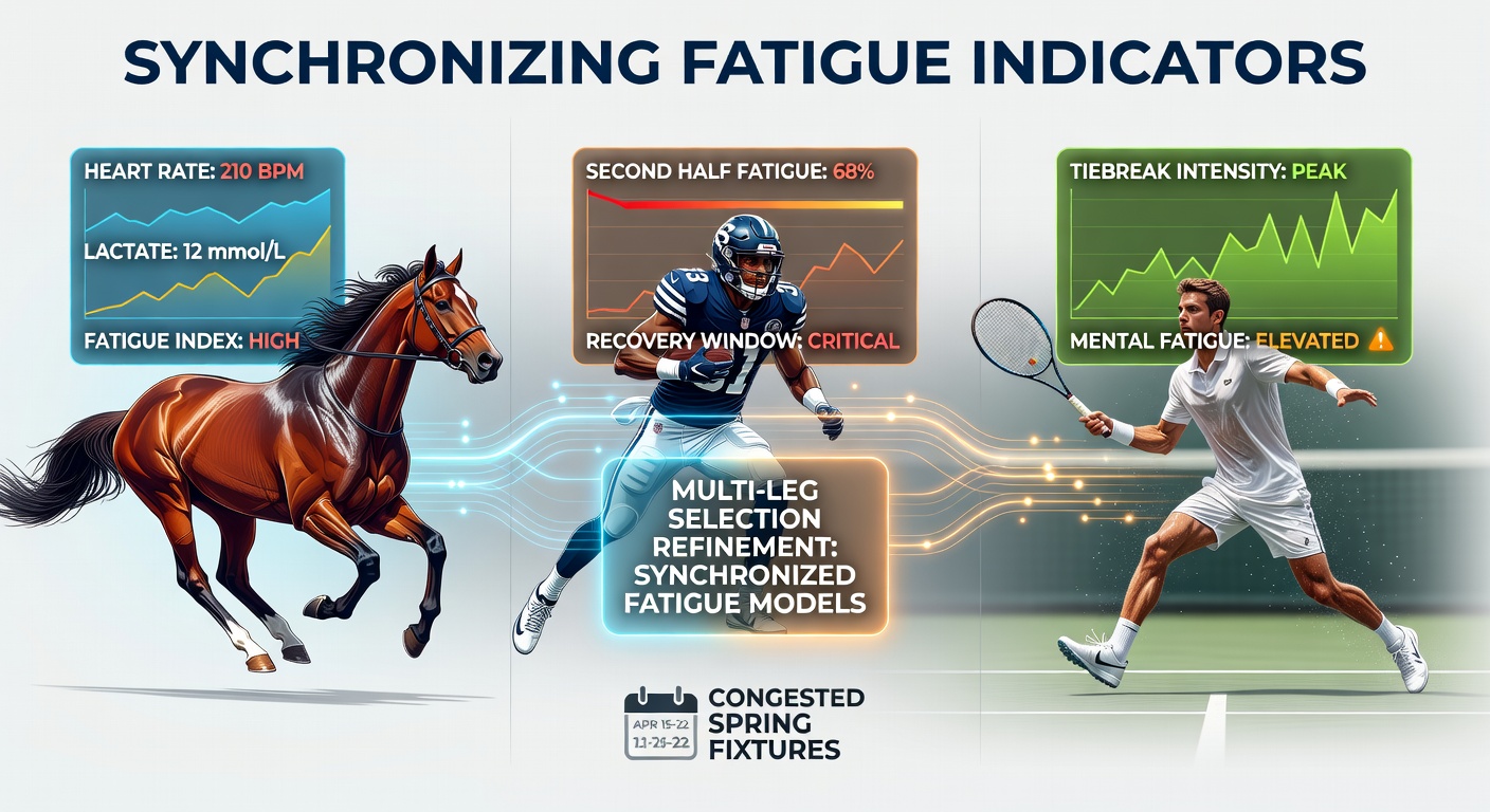 Illustration of synchronized fatigue data from horse sprints, football matches and tennis tiebreaks during spring fixtures