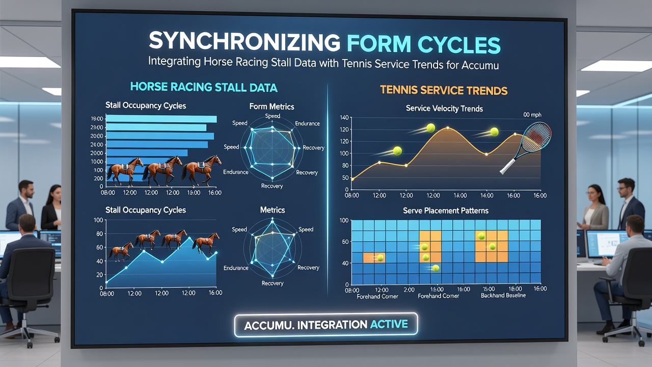 Split-screen graphic showing horse racing stall numbers next to tennis serve percentage charts