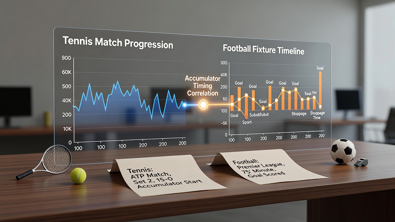 Multi-event betting logs displayed on a screen showing tennis and football fixture overlaps
